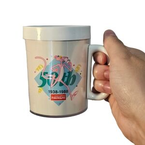 Vintage Thermoserv Pink Panther Owens Corning Fiberglas 50th Anniversary Mug